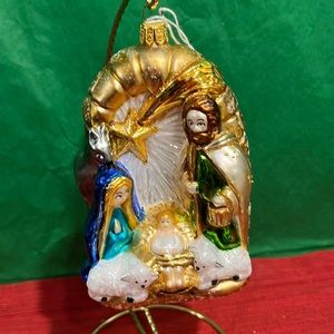 Handmade glass blown religious theme ornament